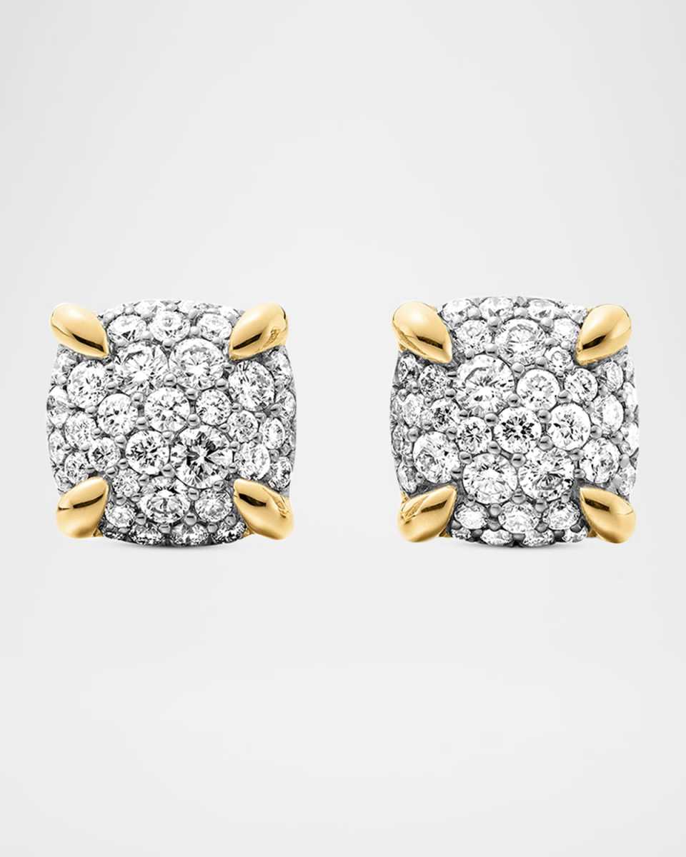 Chatelaine Stud Earrings in 18K Yellow Gold with Full Pave Diamonds, 7mm